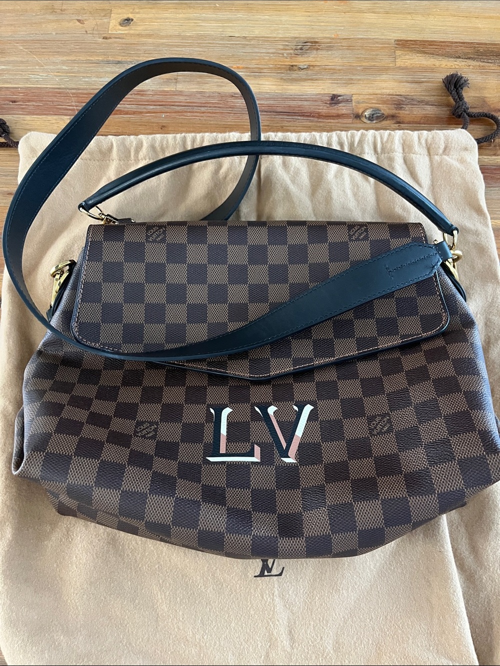 Louis Vuitton Damier Beaubourg Ebene MM Shoulder Bag Authentic